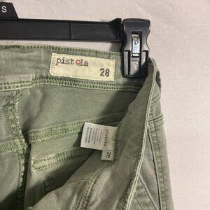 Pistola, Light Green/Olive Cropped, Lightly Distressed, Utility Pants, SZ 28